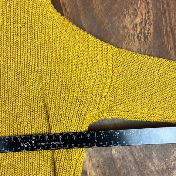 Express Womens Sweater Mustard Yellow Knit Crossback Long Sleeve Stretch M - Picture 6 of 13